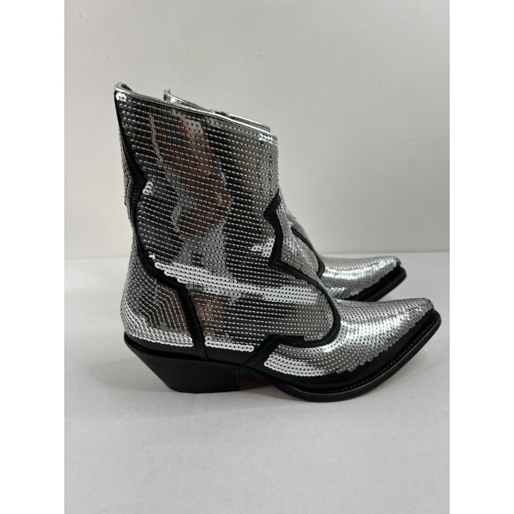 Emporio Armani Boots Silver Womens Sz 38 Silver Western Cowboy NWOT